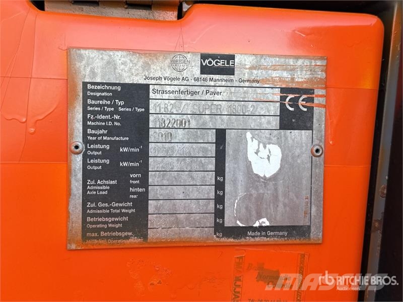 Vögele Super 1800-2 Track Finisseur Sur Chenilles Asphalt Asphalt pavers