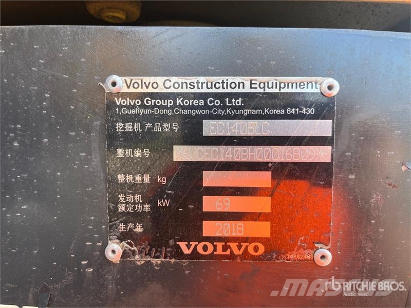 Volvo EC140BLC Tracked Excavator Bagri goseničarji