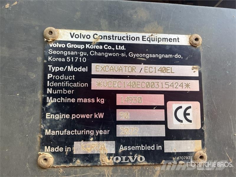 Volvo EC140EL Crawler excavators
