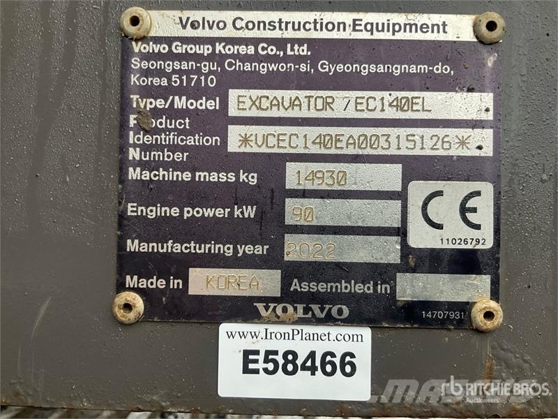 Volvo EC140EL Bagri goseničarji