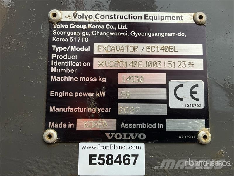 Volvo EC140EL Bagri goseničarji