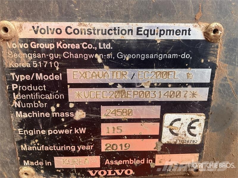 Volvo EC200EL Tracked Excavator 대형 굴삭기 29톤 이상
