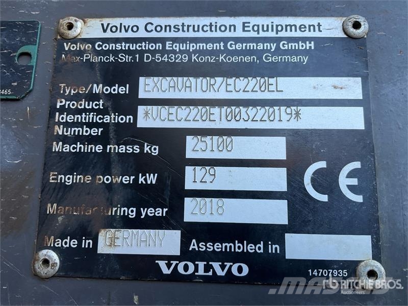Volvo EC220EL Tracked Excavator Bageri gusjeničari