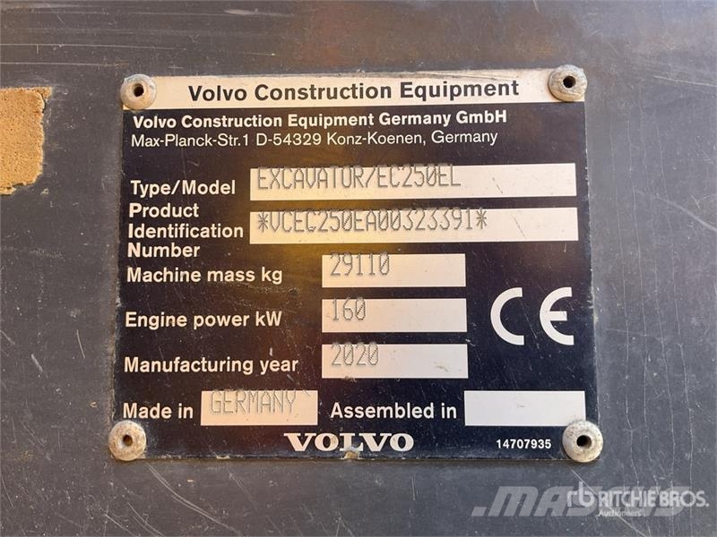 Volvo EC250EL 대형 굴삭기 29톤 이상