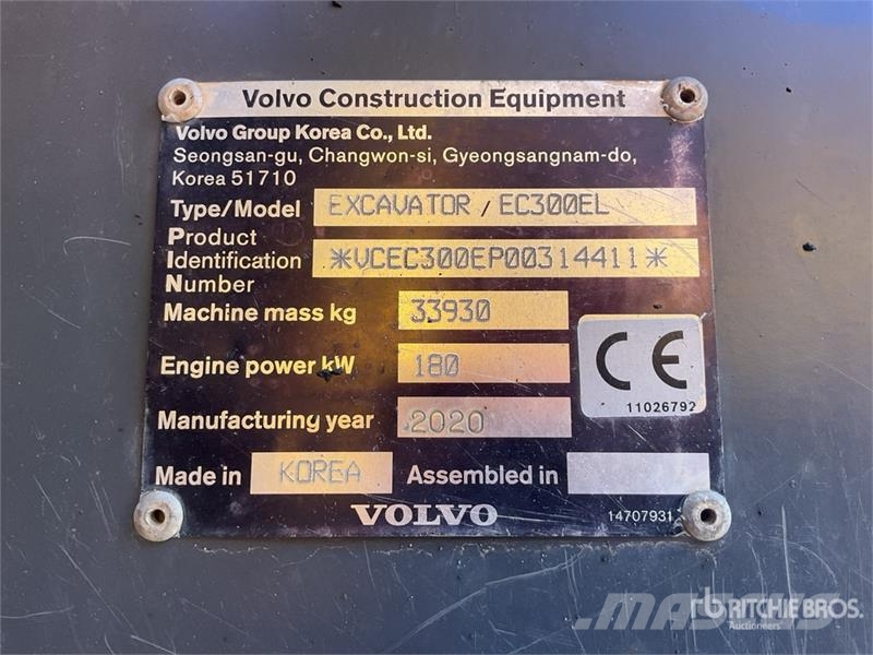 Volvo EC300EL Tracked Excavator 대형 굴삭기 29톤 이상