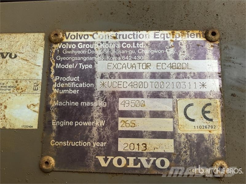 Volvo EC480DL Tracked Excavator Lánctalpas kotrók