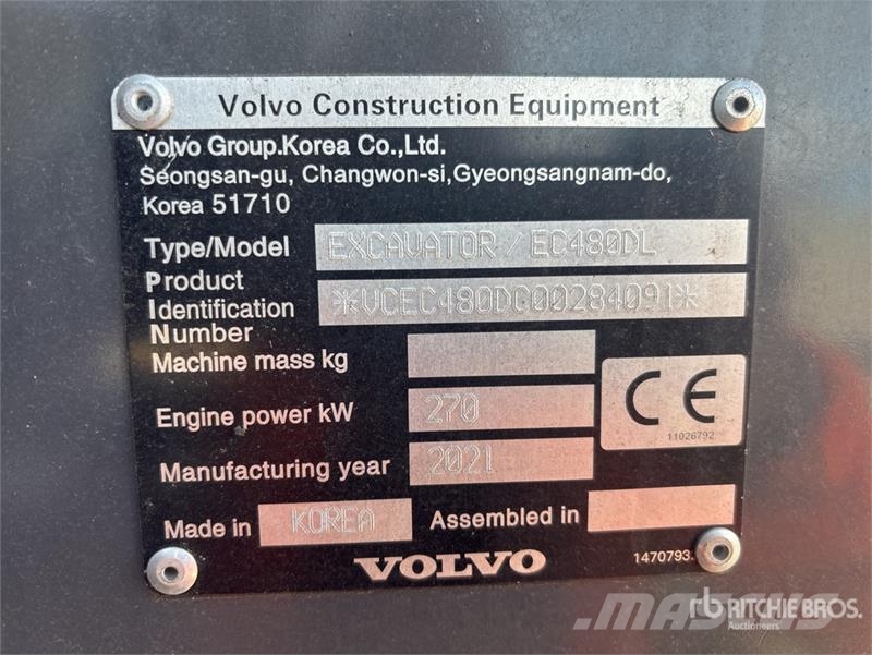 Volvo EC480DL Tracked Excavator Pelle sur chenilles