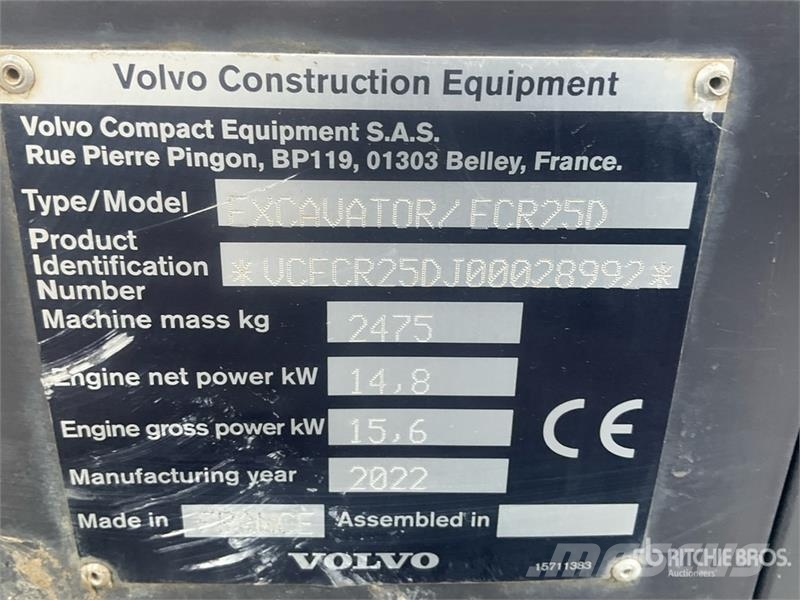 Volvo ECR25D Mini Excavator Minigravemaskiner
