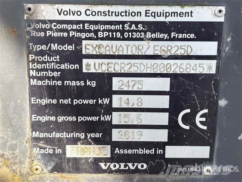 Volvo ECR25D Mini Excavator Mini bagri <7t