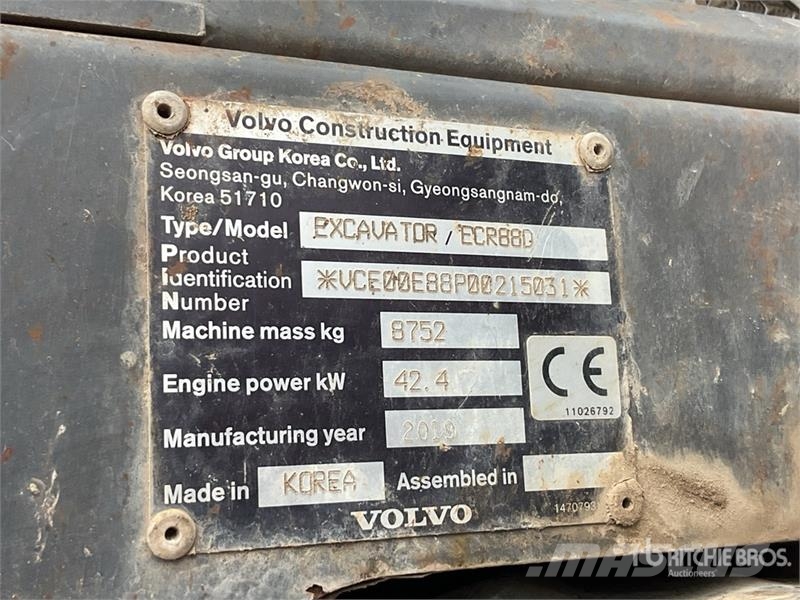 Volvo ECR88D 대형 굴삭기 29톤 이상