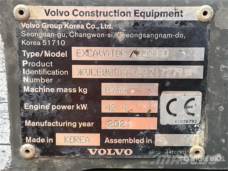 Volvo ECR88D Tracked Excavator Gravemaskiner på larvebånd