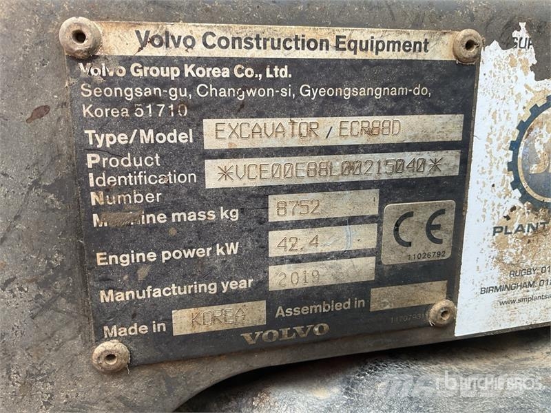 Volvo ECR88D Tracked Excavator Vikšriniai ekskavatoriai