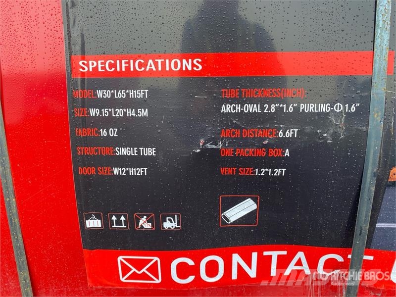 W30*L65*H15ft Tent Storage Building Stålrammer