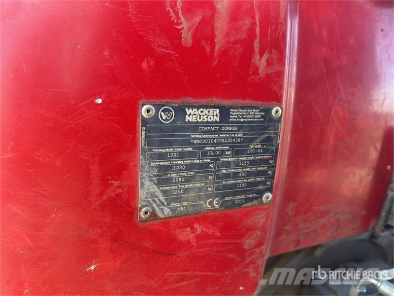 Wacker Neuson 1001 Dumper (Inoperable) Ne cestni demperji