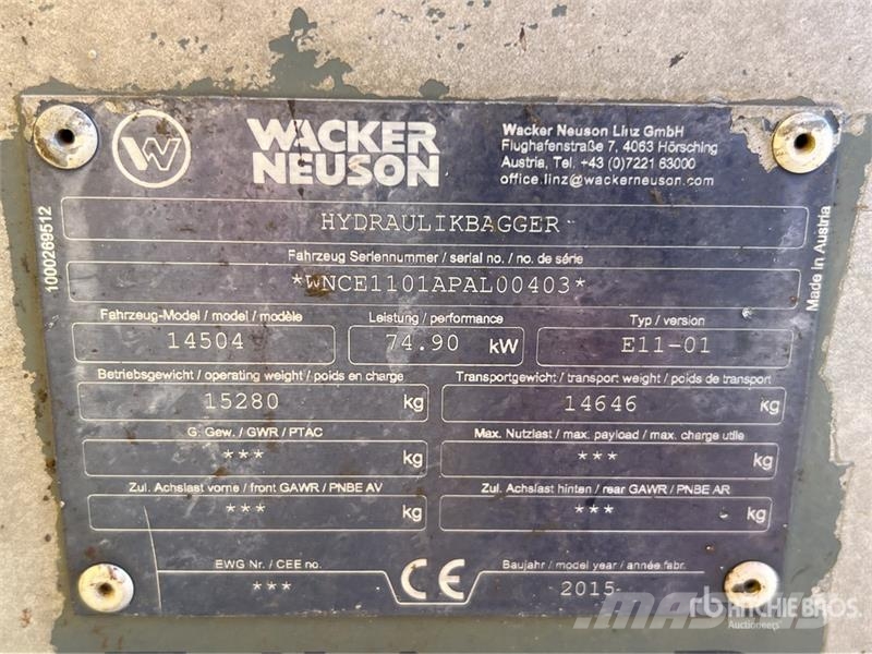 Wacker Neuson 14504 Pelle Sur Chenilles Tracked Excavator Telakaivukoneet