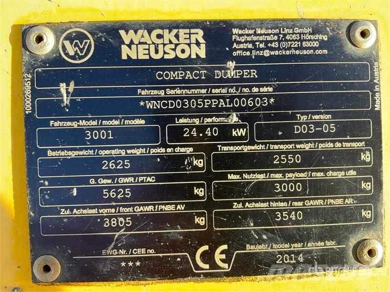 Wacker Neuson 3001 Site dumpers