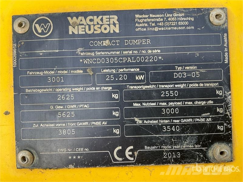 Wacker Neuson 3001 Site dumpers