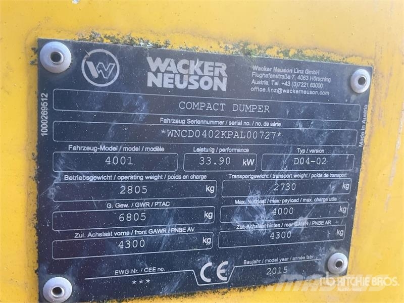 Wacker Neuson 4001 Stavebné sklápače