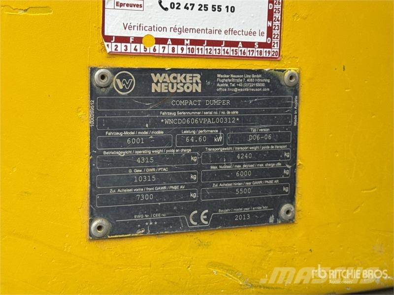 Wacker Neuson 6001 6 t 4x4 Swivel Motobasculeur A Benne Rotative Міні самоскиди