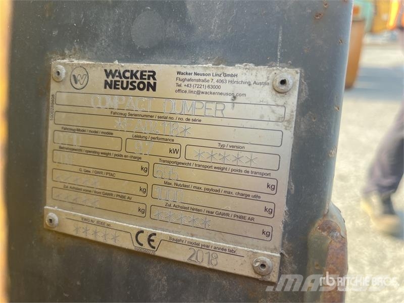 Wacker Neuson DT10 Stand-On Self-Loading Dumper (Inoperable) Mini tombereau