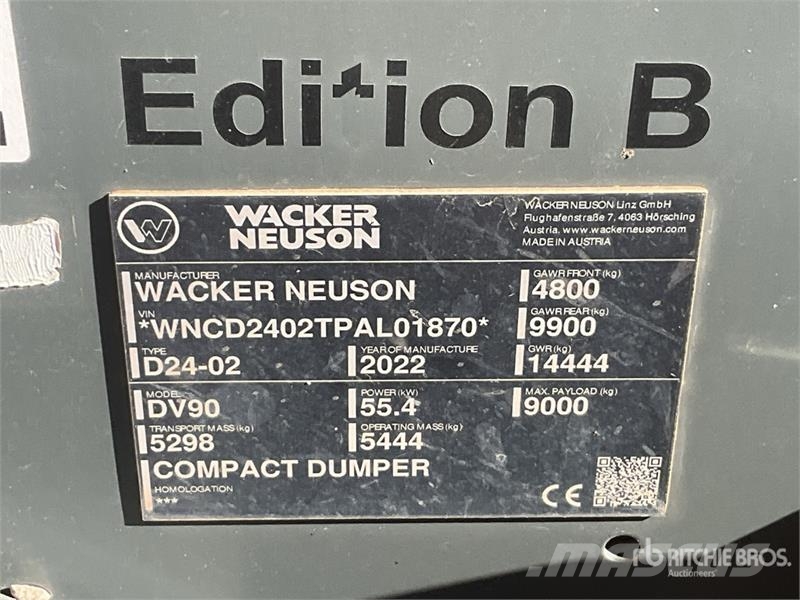 Wacker Neuson DV90 9 ton 4x4 Swivel Dumper Minidumper