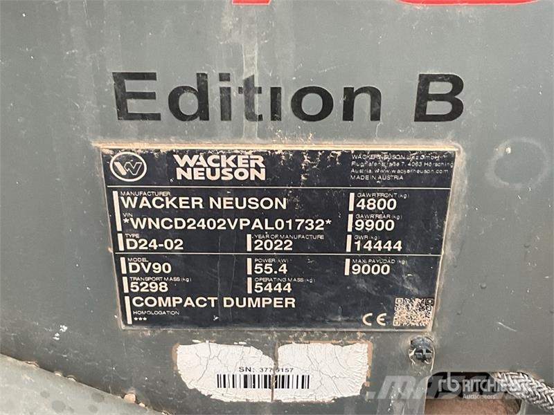 Wacker Neuson DV90 9 ton 4x4 Swivel Dumper Minidumpperit