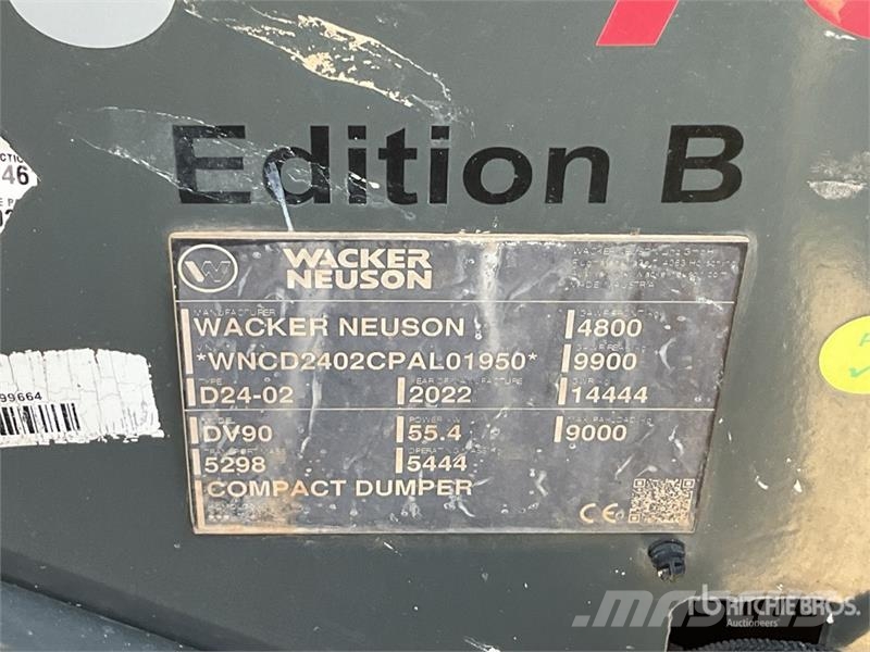 Wacker Neuson DV90 9 ton 4x4 Swivel Dumper Dumpere
