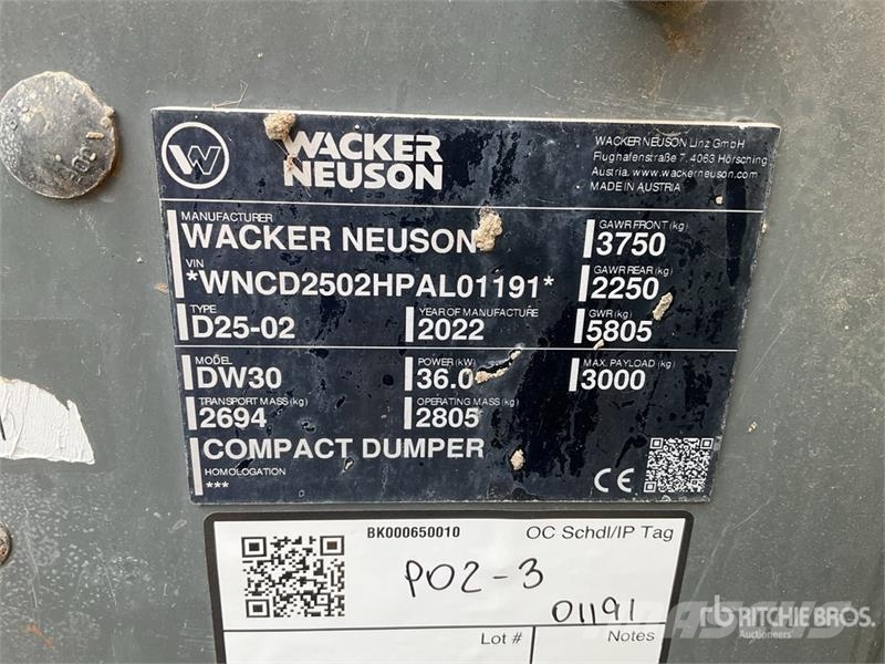 Wacker Neuson DW30 3 ton 4x4 Swivel Dumper Mini Dumpers