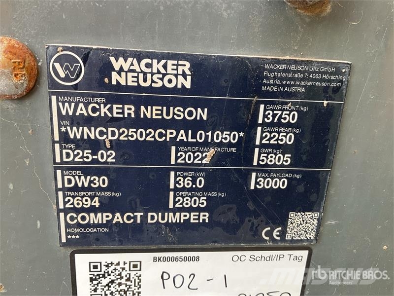 Wacker Neuson DW30 3 ton 4x4 Swivel Dumper Mini Dumpers