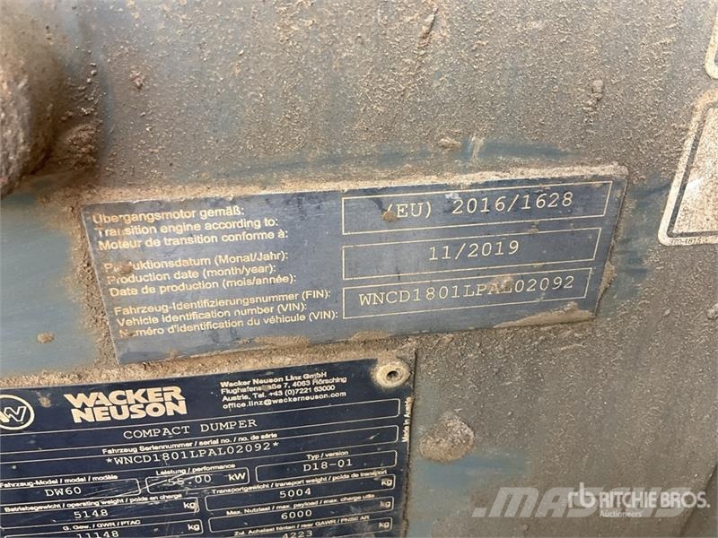 Wacker Neuson DW60 6 ton 4x4 Swivel Dumper عربات نقل قلابة للمواقع