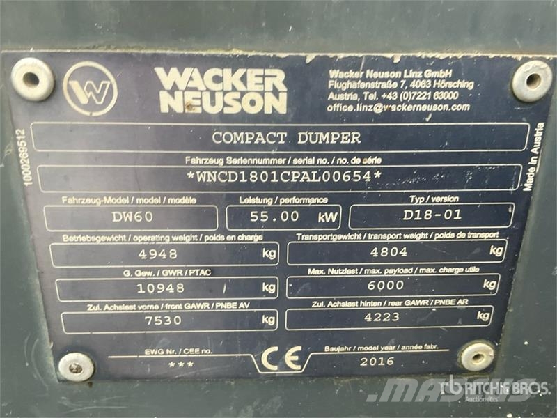 Wacker Neuson DW60 Dumper Damperi za gradilište