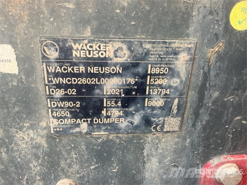 Wacker Neuson DW90-2 9 ton 4x4 Dumper Ne cestni demperji