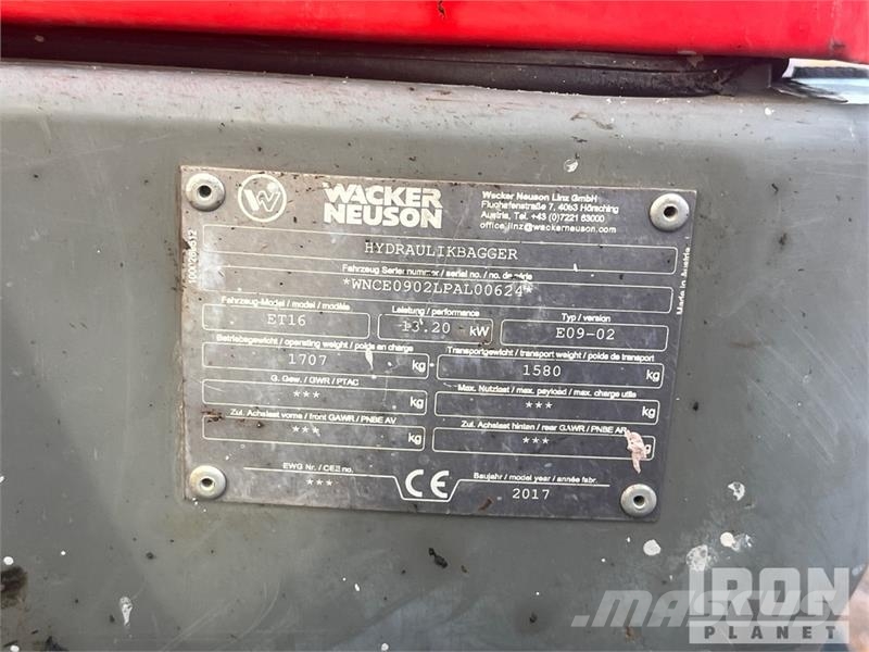 Wacker Neuson ET16 Mini Excavator Minibagger < 7t