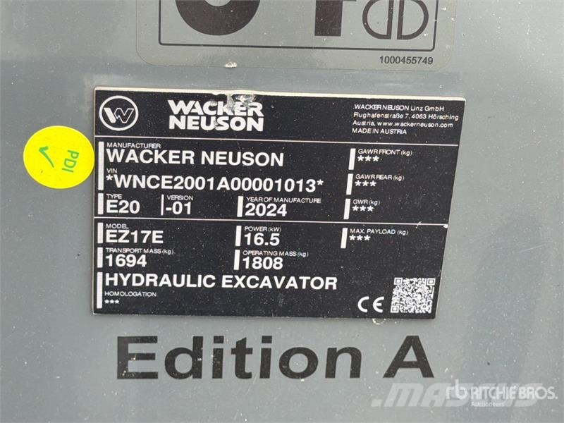 Wacker Neuson EZ17E Mini Excavator Mini bagri <7t