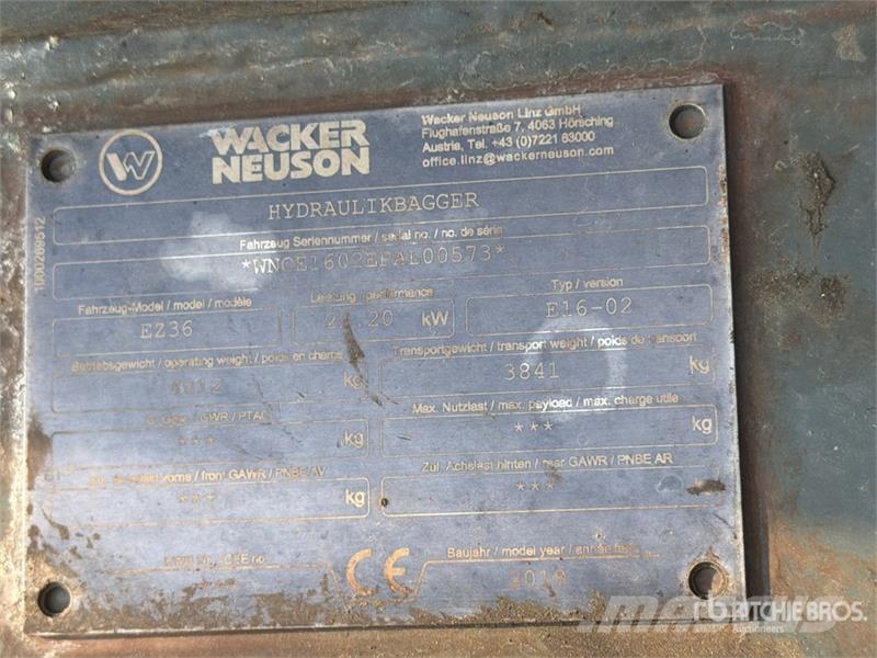 Wacker Neuson EZ36 Mini Excavator Mini bageri < 7t