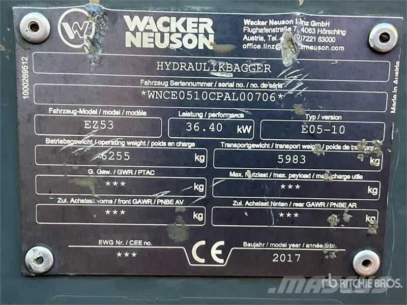 Wacker Neuson EZ53 Mini Excavator حفارات صغيرة أقل من 7 طن (حفارات صغيرة)