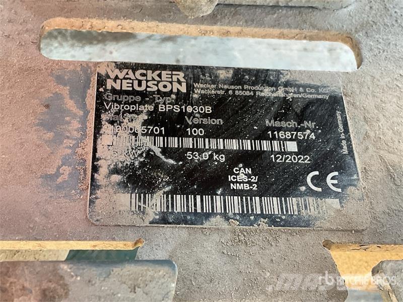 Wacker Neuson of (3) Wacker Neuson VP 1030 Vibratory Plate Compa Vibrator compactors