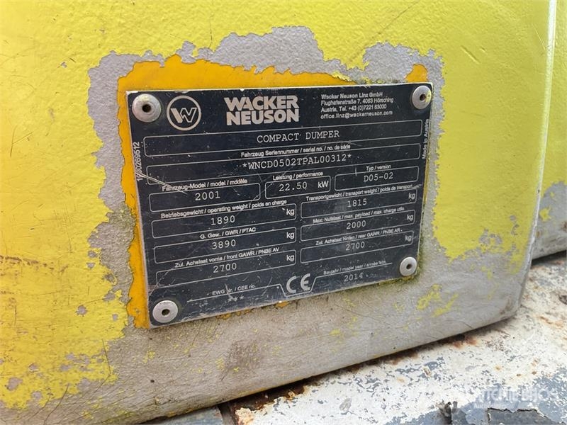 Wacker Neuson S 2 ton 4x4 Swivel Dumper Dumpers de obras