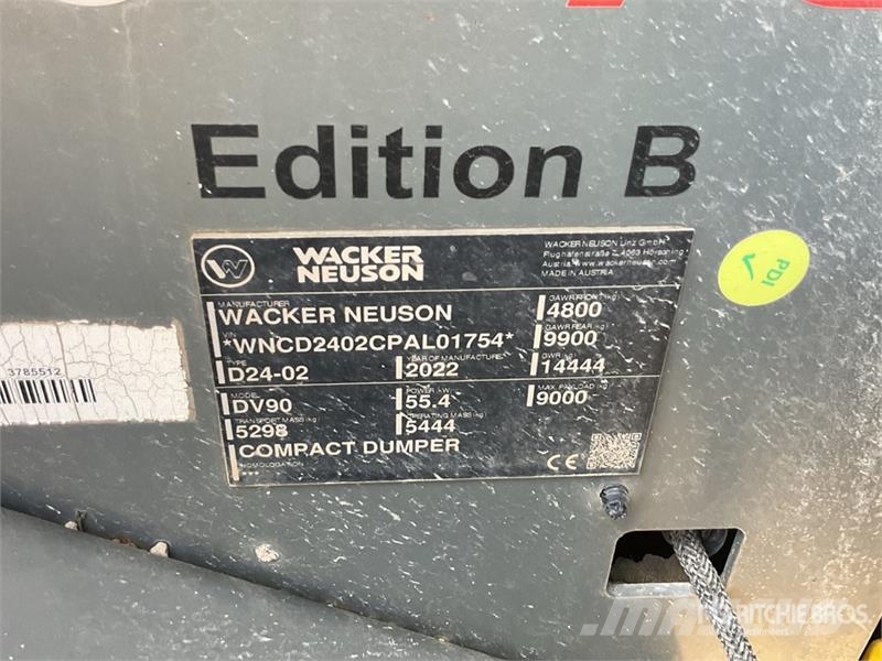 Wacker Neusson DV90 9 ton 4x4 Swivel Dumper Dumpere