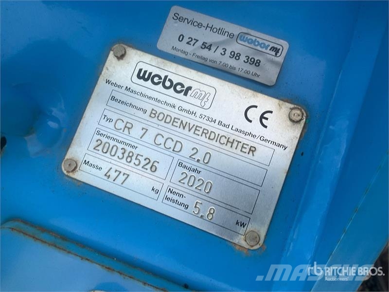 Weber CR7 CCD 2.0 Vibratory Plate Compactor Vibro plošče