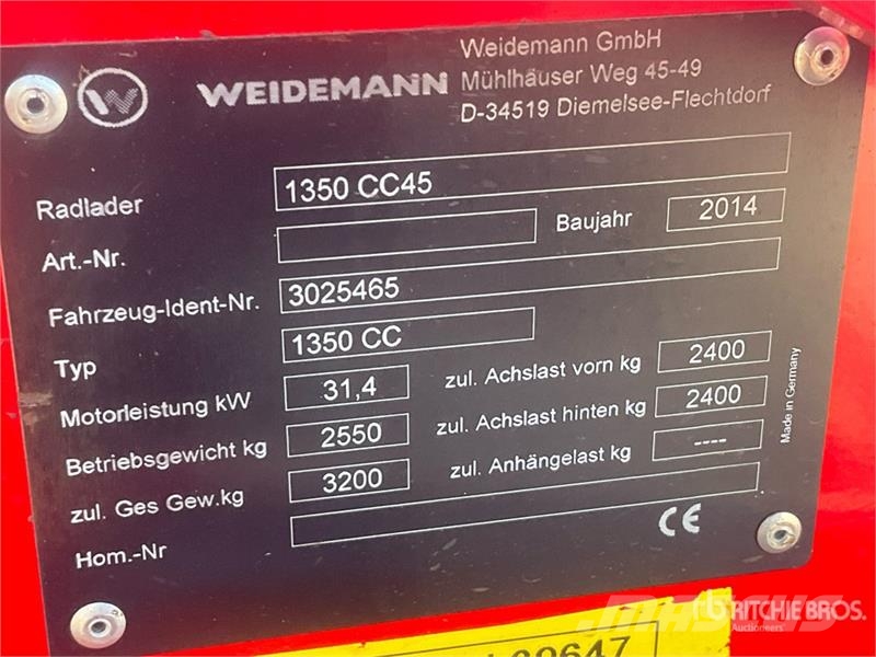 Weidemann 1350 CC45 Wheel Loader Radlader
