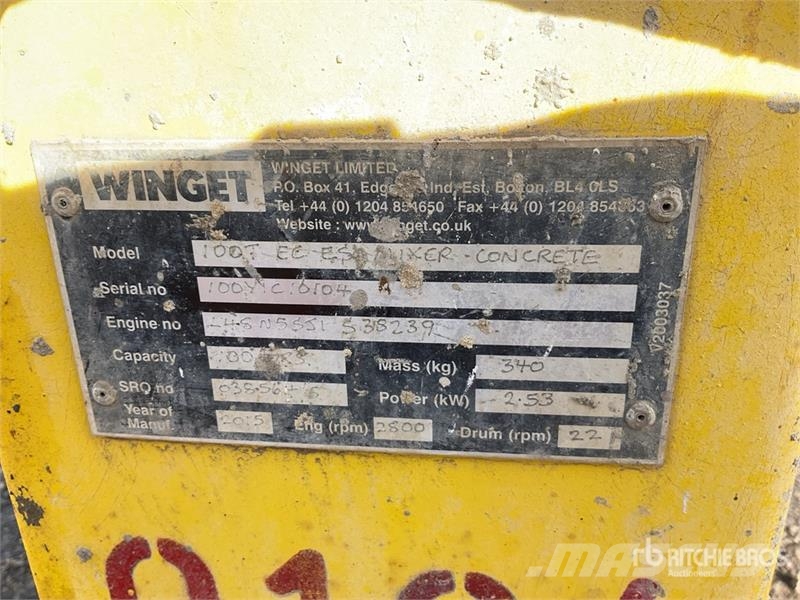 Winget WG100 Portable Concrete Mixer Бетонозмішувачі