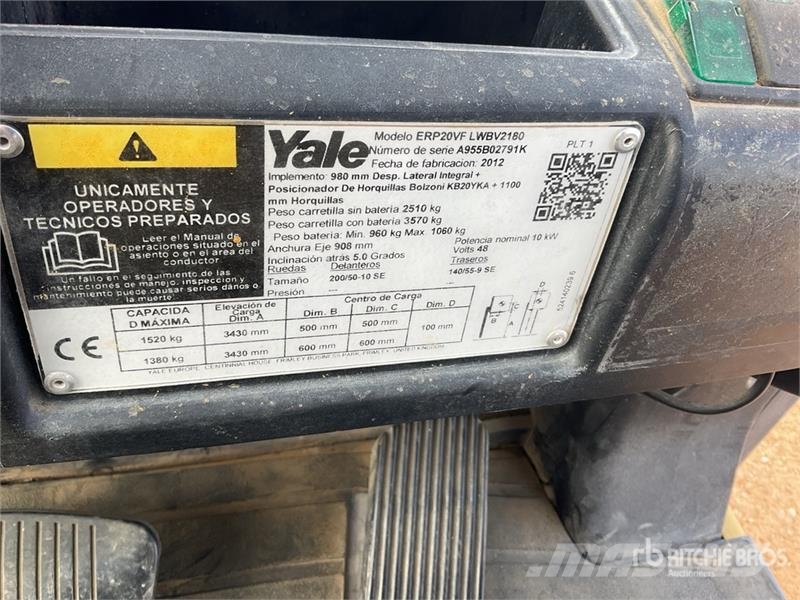 Yale ERP20VF Electric Forklift Električni viličarji