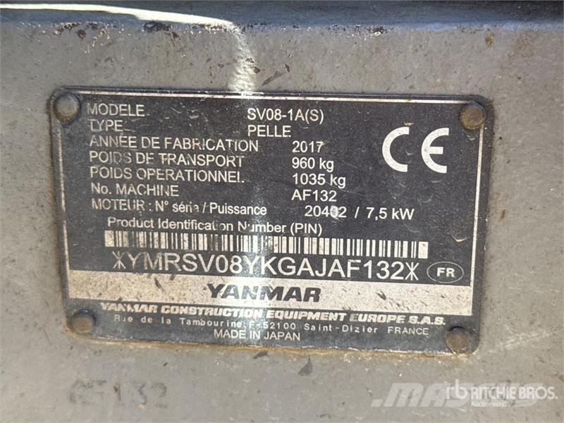 Yanmar SV08-1AS Mini Pelle Mini Excavator حفارات صغيرة أقل من 7 طن (حفارات صغيرة)
