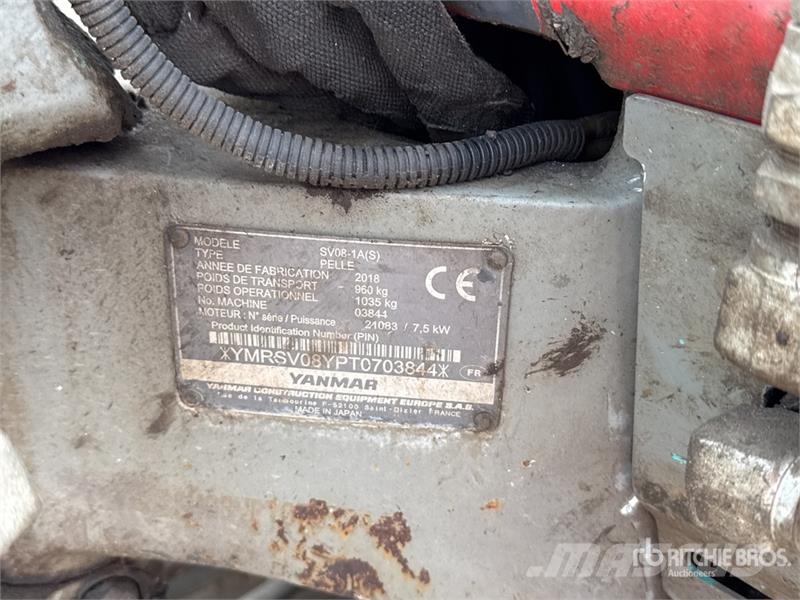 Yanmar SV08-1AS Mini-Pelle Mini Excavator (Inoperable) حفارات صغيرة أقل من 7 طن (حفارات صغيرة)