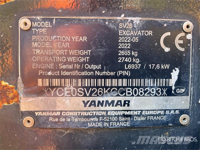 Yanmar SV26 Mini kotrók < 7t