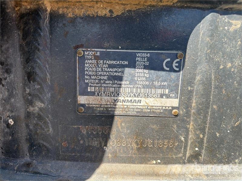 Yanmar Vio33-6 Mini-Pelle Mini Excavator Mini bagri <7t