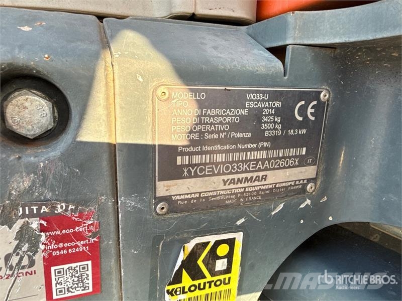 Yanmar ViO33-U Mini Excavator Mini ekskavatörler, 7 tona dek