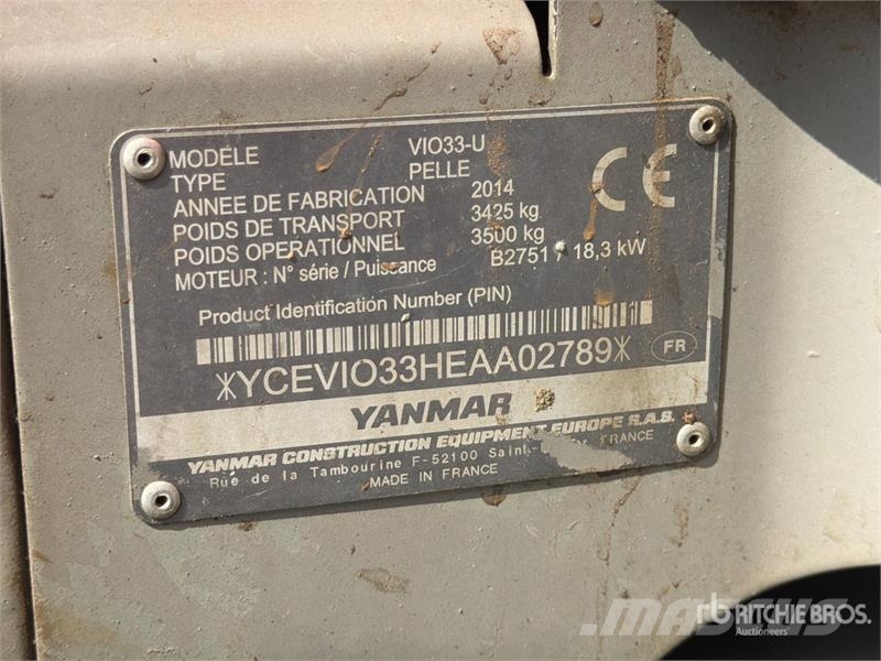 Yanmar VIO33-U Mini Excavator (Inoperable) حفارات صغيرة أقل من 7 طن (حفارات صغيرة)