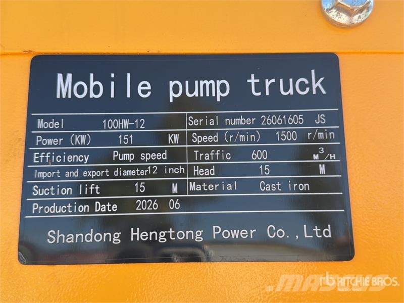 100HW 12" Mobile water pump with piping Trailer-Mo Vodní čerpadla